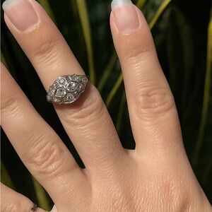 18k White Gold Art Deco Diamond Ring Vintage